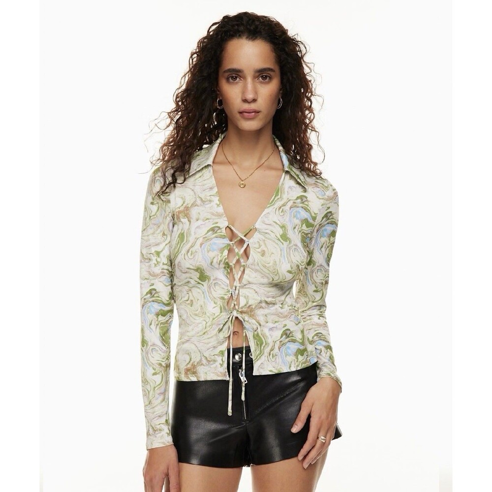 Aritzia Wilfred Dynasty Lace Up Long Sleeve Shirt Women’s Large
